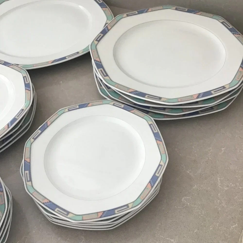 CHRISTOPER STUART FINE CHINA SOUTHWEST DESIGN 22 PIECE DINNER SET PLATES